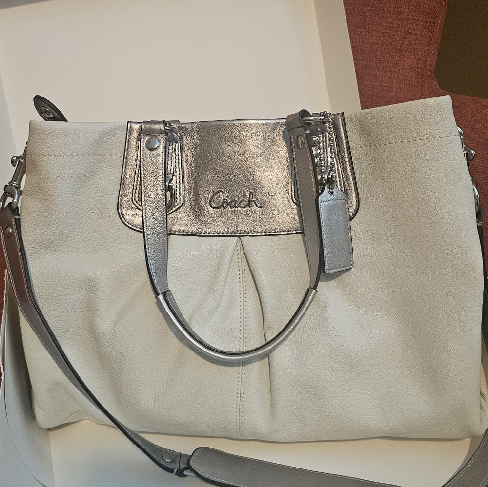 Coach White Leather Bag